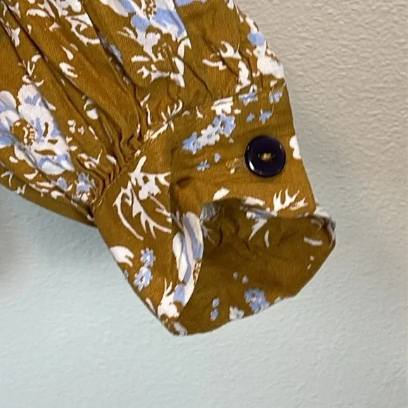 Great condition! Free People Mustard Floral Blouse - Picture 5 of 10